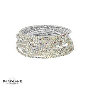 Park Lane FROSTY Aurora Borealis Crystal Bracelets set of 12 stretch silver tone